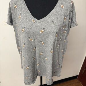 Torrid Gray Tee with Pumpkin Spice Latte Pattern Size 3